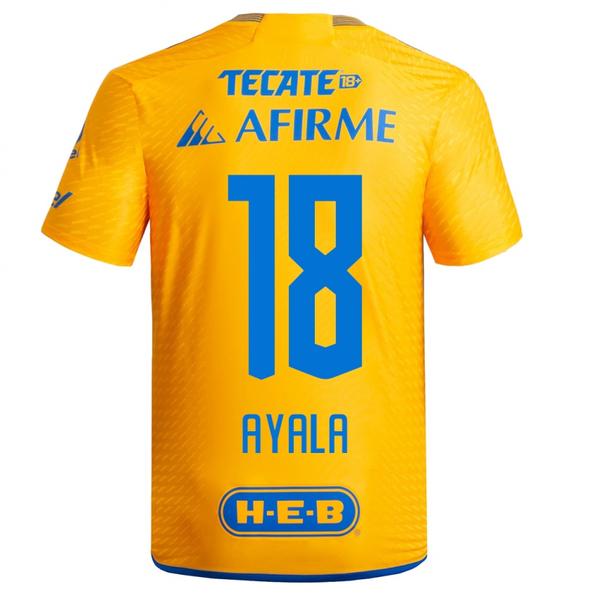 Mujer Camiseta David Ayala #18 Amarillo 1ª Equipación 2023/24 La Camisa Argentina