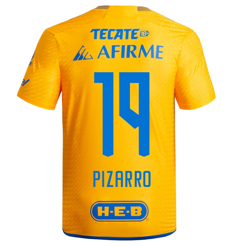 Mujer Camiseta Guido Pizarro #19 Amarillo 1ª Equipación 2023/24 La Camisa Argentina