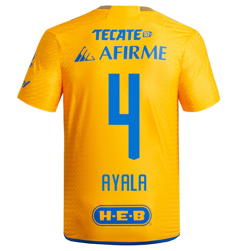 Mujer Camiseta Hugo Ayala #4 Amarillo 1ª Equipación 2023/24 La Camisa Argentina