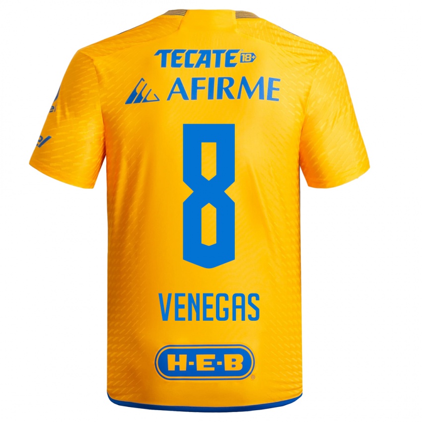 Mujer Camiseta Francisco Venegas #8 Amarillo 1ª Equipación 2023/24 La Camisa Argentina