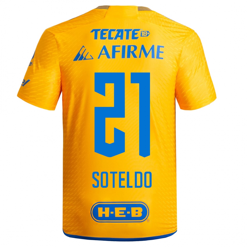 Mujer Camiseta Yeferson Soteldo #21 Amarillo 1ª Equipación 2023/24 La Camisa Argentina