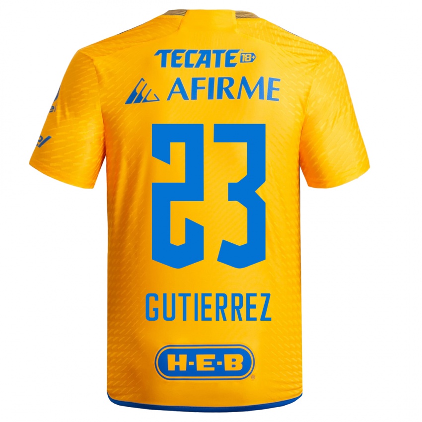 Mujer Camiseta Jana Gutierrez #23 Amarillo 1ª Equipación 2023/24 La Camisa Argentina