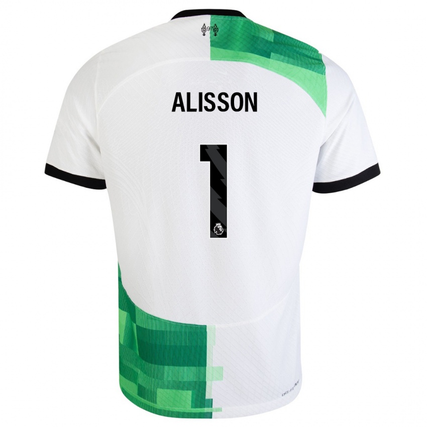 Mujer Camiseta Alisson #1 Blanco Verde 2ª Equipación 2023/24 La Camisa Argentina