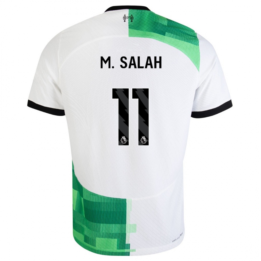 Mujer Camiseta Mohamed Salah #11 Blanco Verde 2ª Equipación 2023/24 La Camisa Argentina