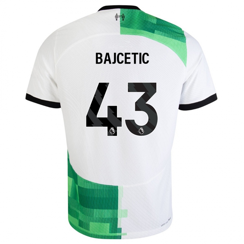 Mujer Camiseta Stefan Bajcetic #43 Blanco Verde 2ª Equipación 2023/24 La Camisa Argentina