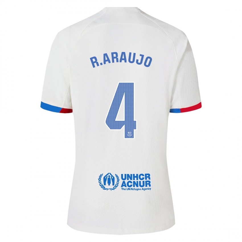 Mujer Camiseta Ronald Araújo #4 Blanco 2ª Equipación 2023/24 La Camisa Argentina