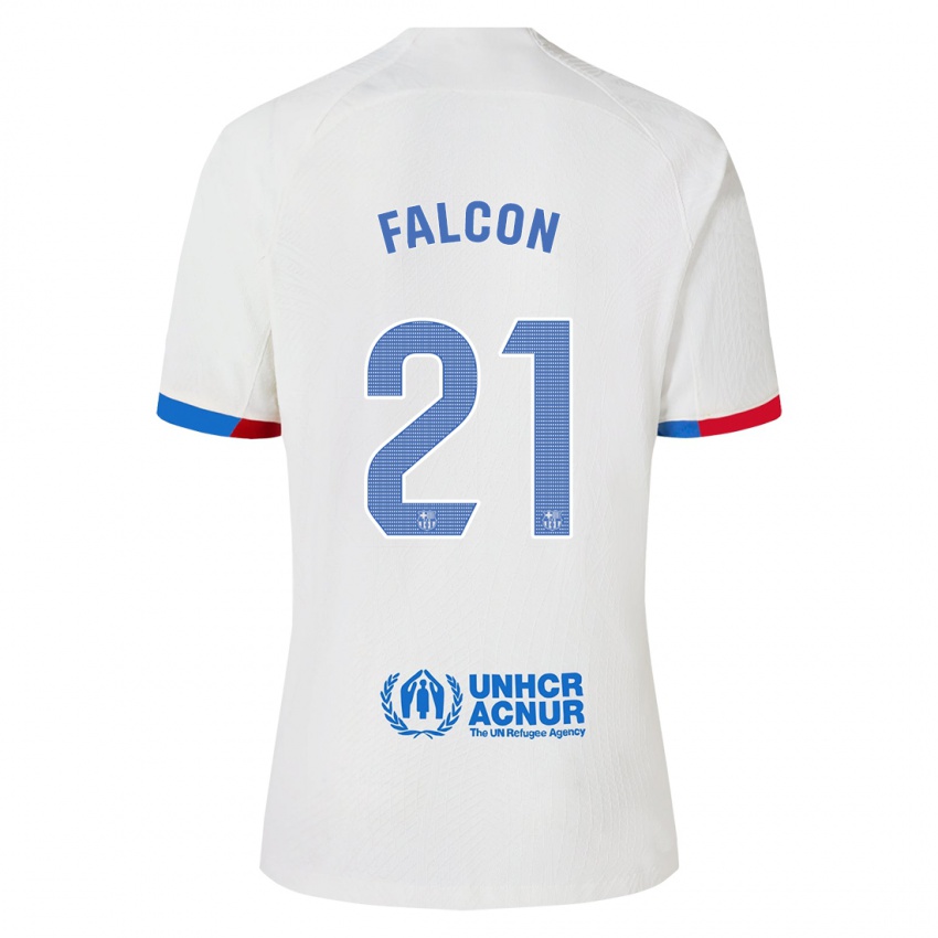 Mujer Camiseta Andrea Falcon #21 Blanco 2ª Equipación 2023/24 La Camisa Argentina