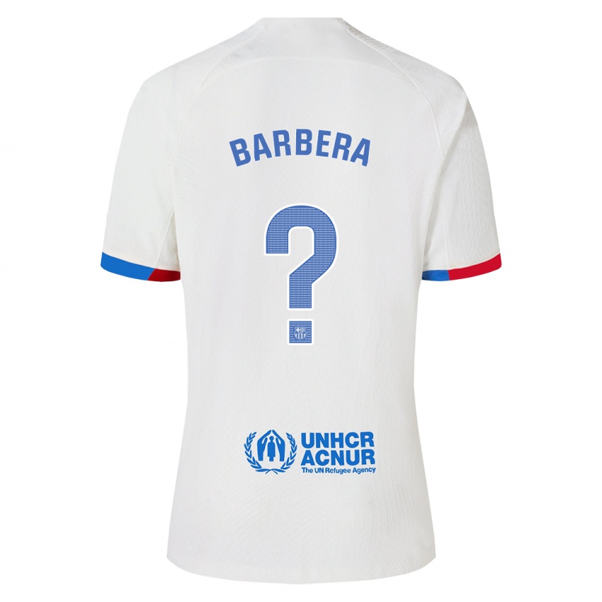 Mujer Camiseta Victor Barbera #0 Blanco 2ª Equipación 2023/24 La Camisa Argentina