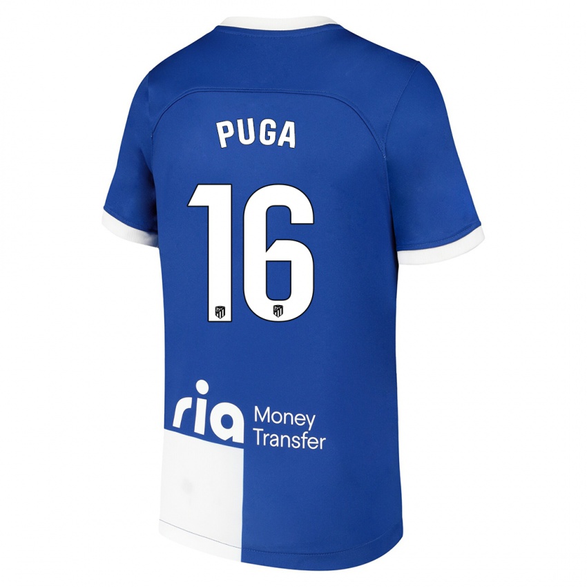 Mujer Camiseta Carlos Puga #16 Azul Blanco 2ª Equipación 2023/24 La Camisa Argentina