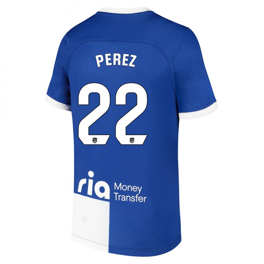 Mujer Camiseta Pablo Perez #22 Azul Blanco 2ª Equipación 2023/24 La Camisa Argentina