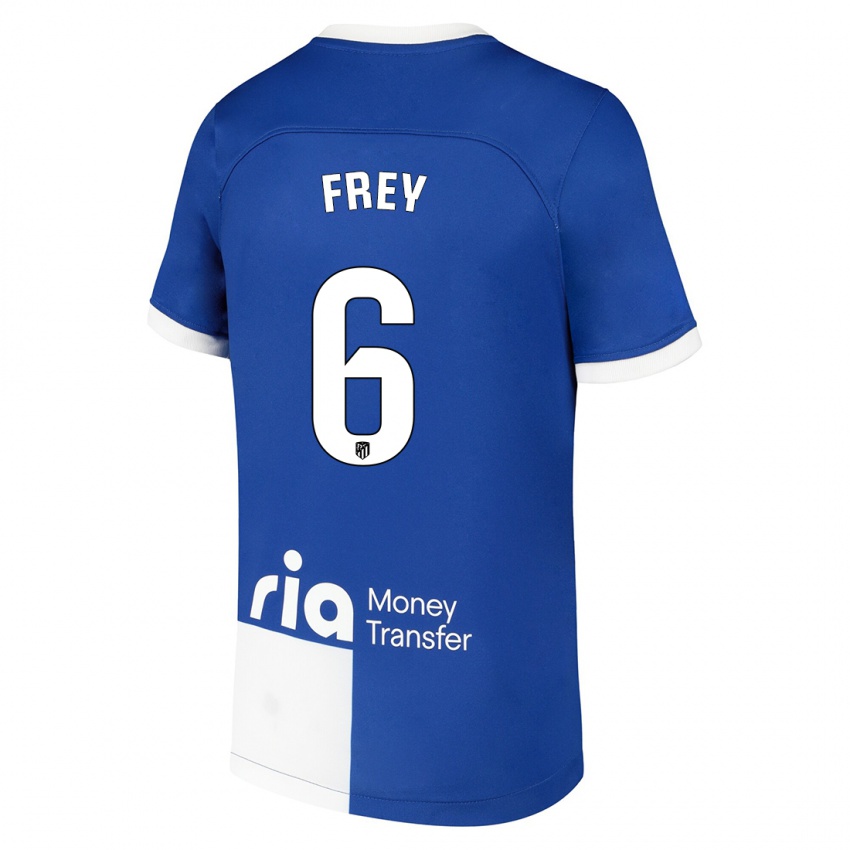 Mujer Camiseta Darío Frey #6 Azul Blanco 2ª Equipación 2023/24 La Camisa Argentina