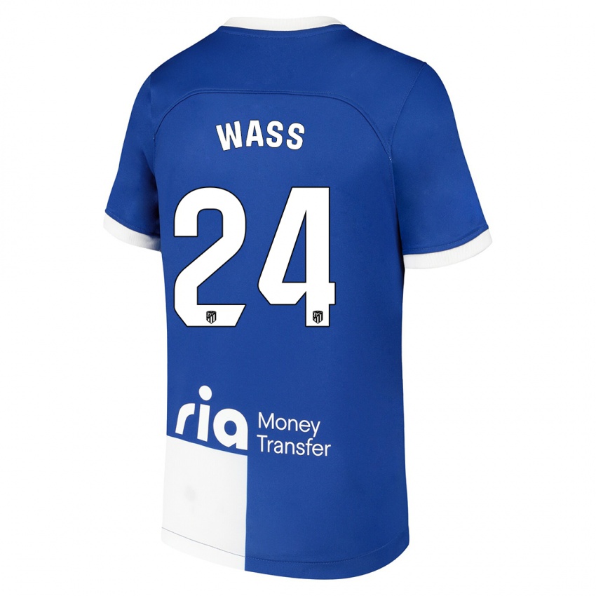 Mujer Camiseta Daniel Wass #24 Azul Blanco 2ª Equipación 2023/24 La Camisa Argentina