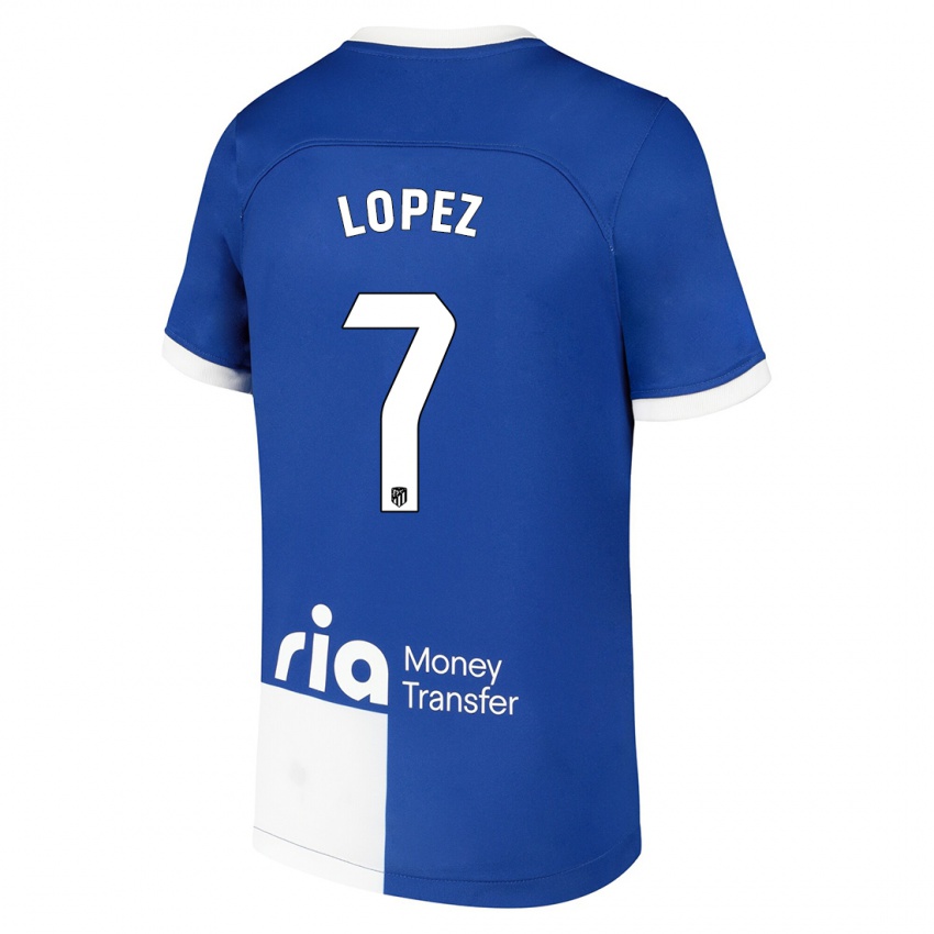 Mujer Camiseta Maitane Lopez #7 Azul Blanco 2ª Equipación 2023/24 La Camisa Argentina