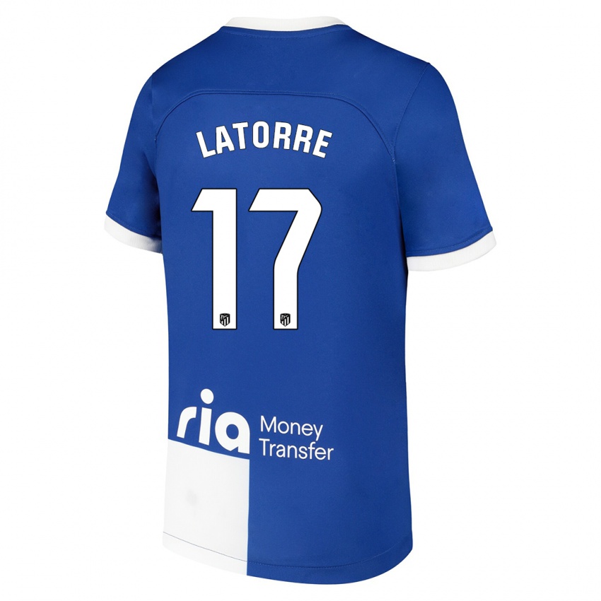 Mujer Camiseta Barbara Latorre #17 Azul Blanco 2ª Equipación 2023/24 La Camisa Argentina