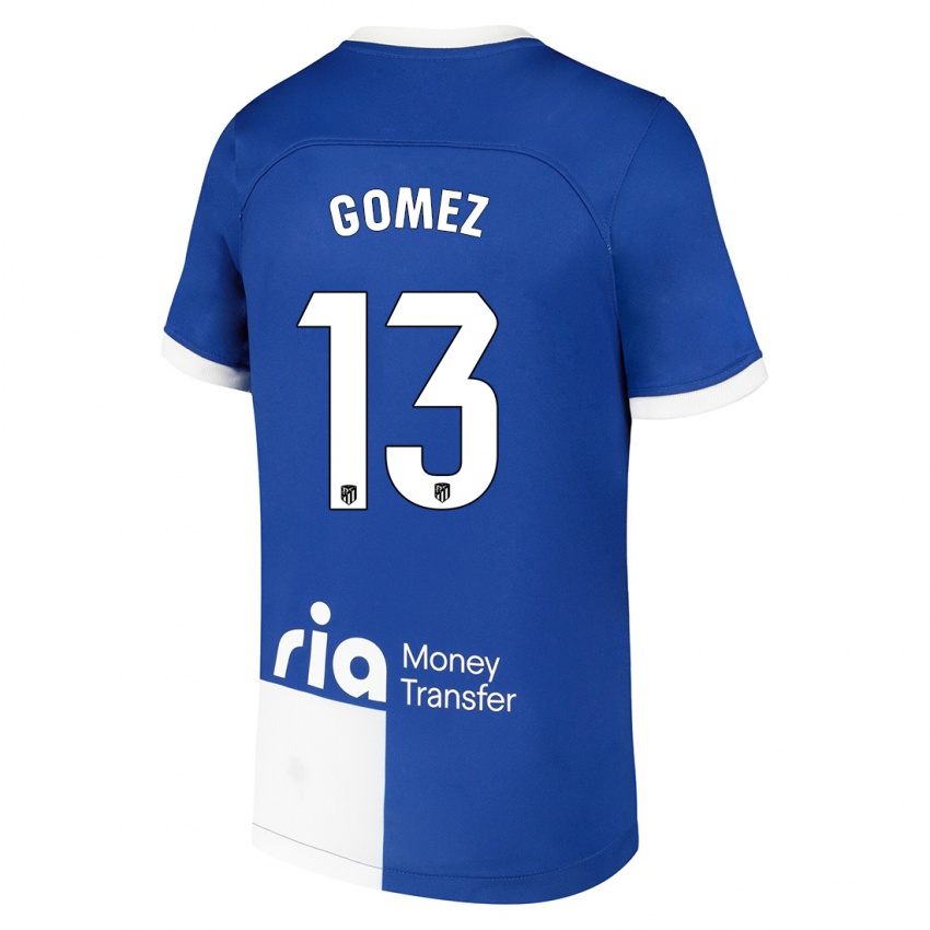 Mujer Camiseta Christian Gomez #13 Azul Blanco 2ª Equipación 2023/24 La Camisa Argentina