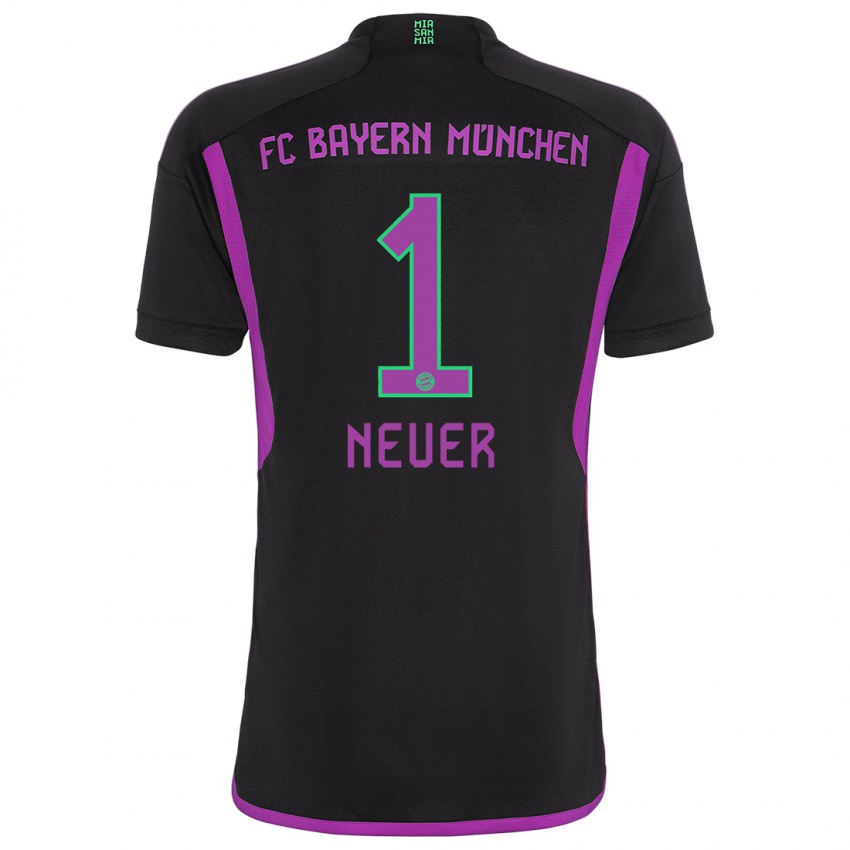 Mujer Camiseta Manuel Neuer #1 Negro 2ª Equipación 2023/24 La Camisa Argentina