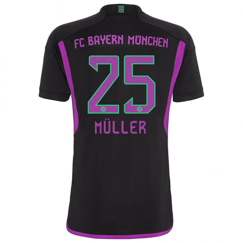 Mujer Camiseta Thomas Muller #25 Negro 2ª Equipación 2023/24 La Camisa Argentina