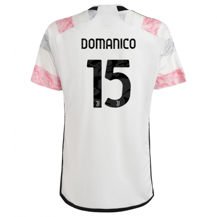 Mujer Camiseta Saverio Domanico #15 Blanco Rosa 2ª Equipación 2023/24 La Camisa Argentina