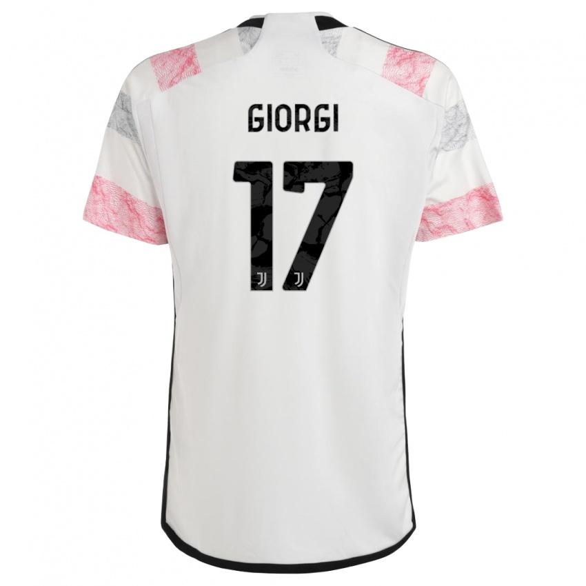 Mujer Camiseta Lorenzo Giorgi #17 Blanco Rosa 2ª Equipación 2023/24 La Camisa Argentina