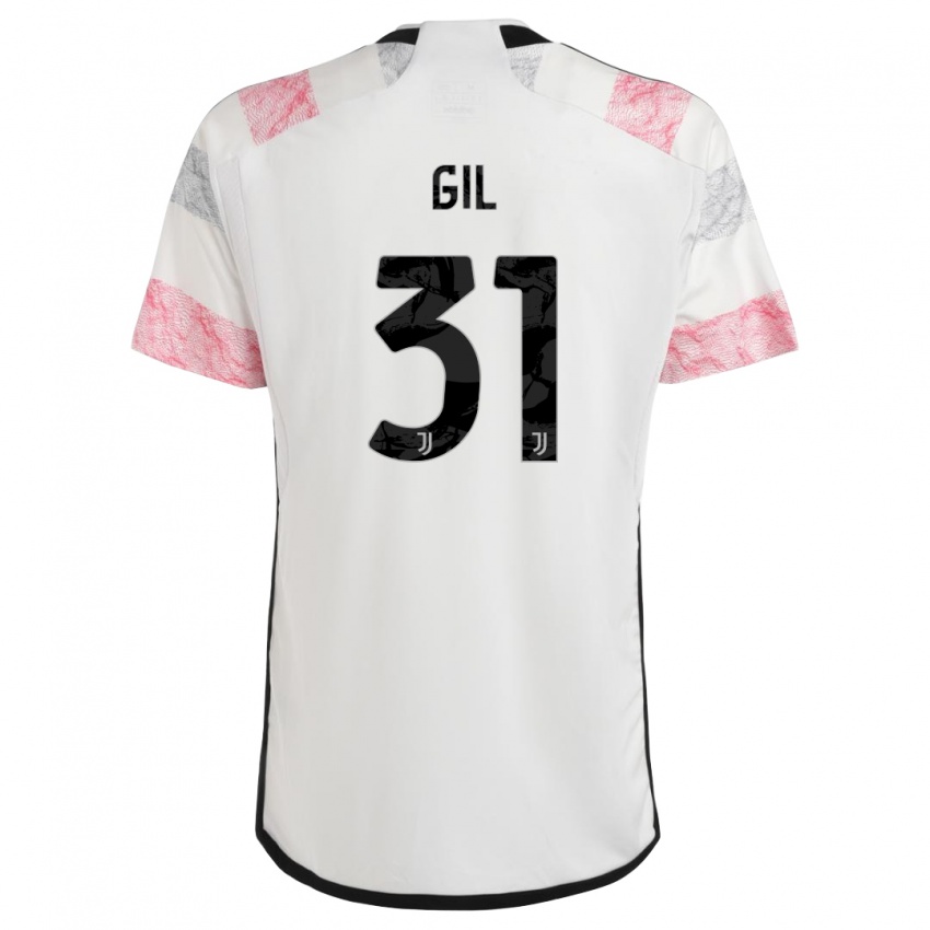 Mujer Camiseta Javier Gil #31 Blanco Rosa 2ª Equipación 2023/24 La Camisa Argentina