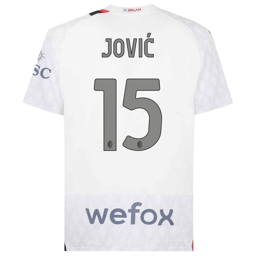 Mujer Camiseta Luka Jovic #15 Blanco 2ª Equipación 2023/24 La Camisa Argentina