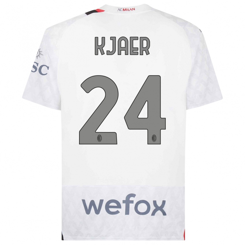 Mujer Camiseta Simon Kjaer #24 Blanco 2ª Equipación 2023/24 La Camisa Argentina