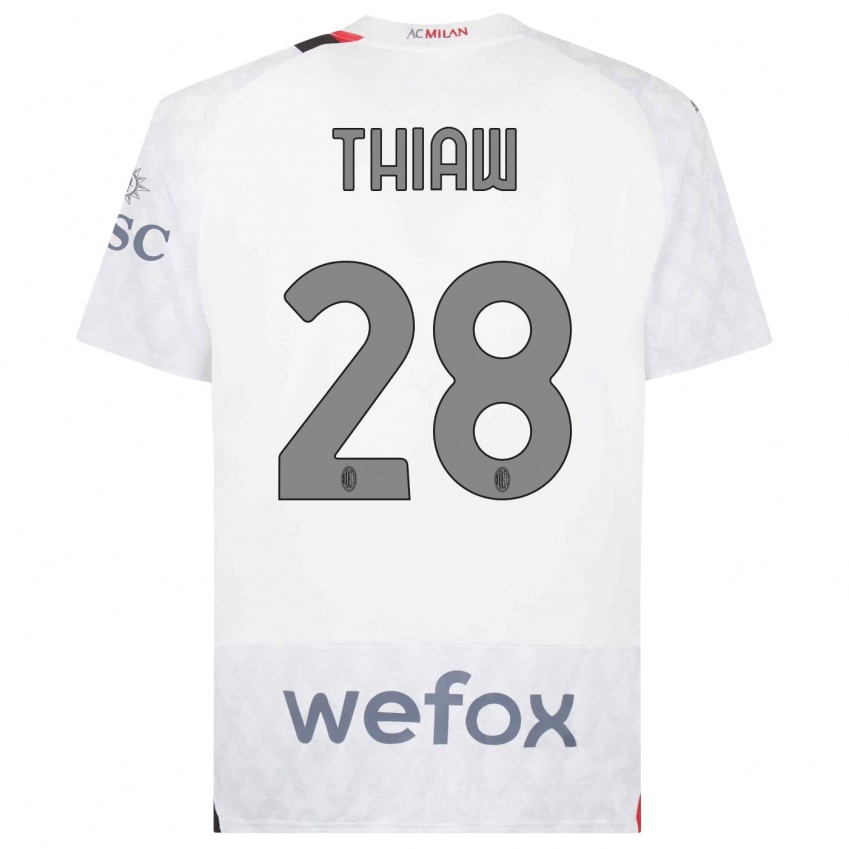 Mujer Camiseta Malick Thiaw #28 Blanco 2ª Equipación 2023/24 La Camisa Argentina