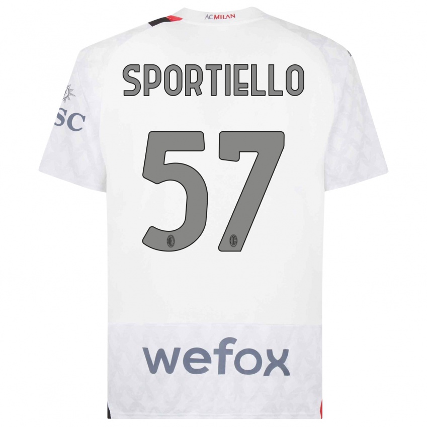 Mujer Camiseta Marco Sportiello #57 Blanco 2ª Equipación 2023/24 La Camisa Argentina