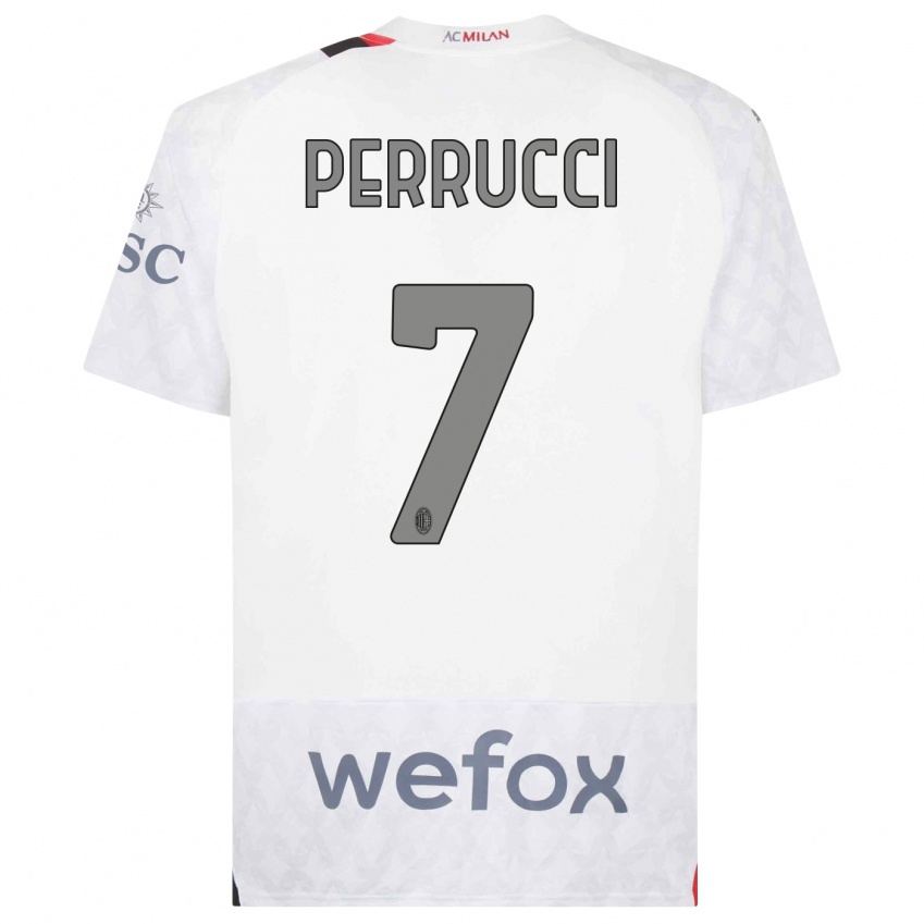 Mujer Camiseta Vincenzo Perrucci #7 Blanco 2ª Equipación 2023/24 La Camisa Argentina