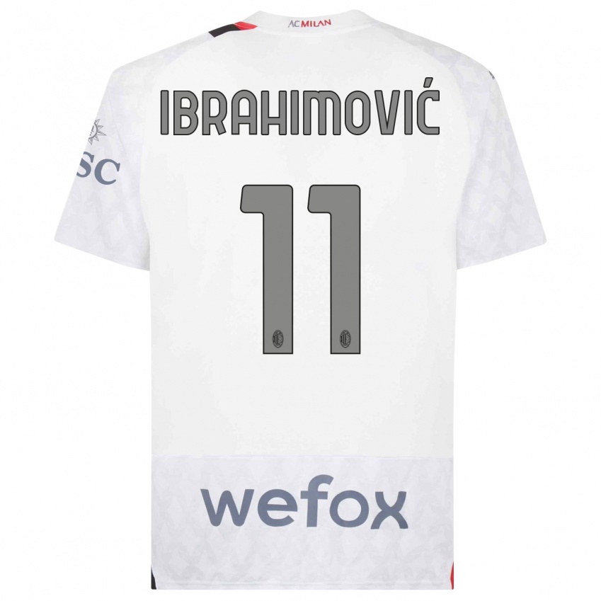 Mujer Camiseta Zlatan Ibrahimovic #11 Blanco 2ª Equipación 2023/24 La Camisa Argentina
