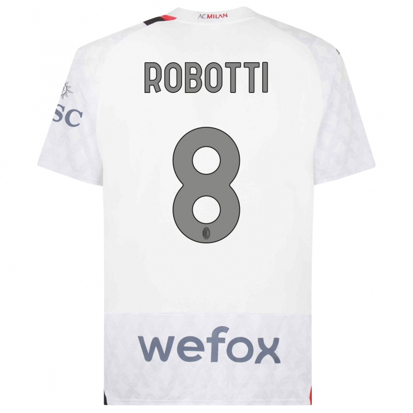 Mujer Camiseta Giovanni Robotti #8 Blanco 2ª Equipación 2023/24 La Camisa Argentina