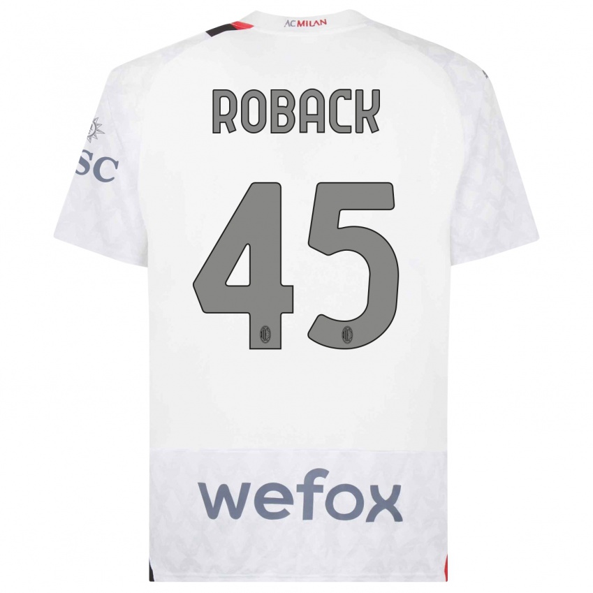 Mujer Camiseta Emil Roback #45 Blanco 2ª Equipación 2023/24 La Camisa Argentina