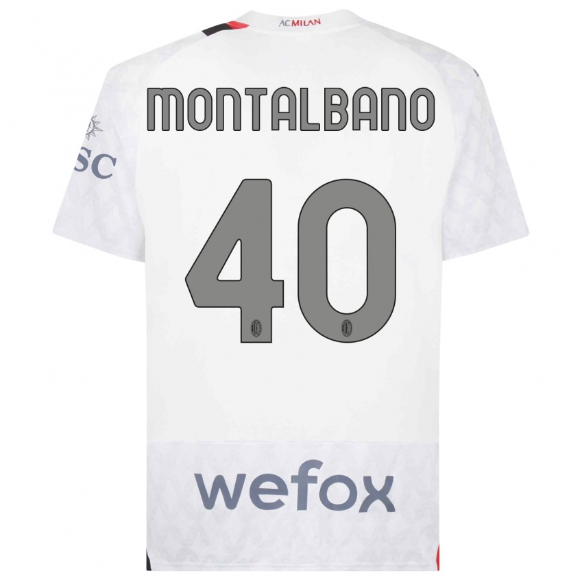 Mujer Camiseta Nicolo Montalbano #40 Blanco 2ª Equipación 2023/24 La Camisa Argentina