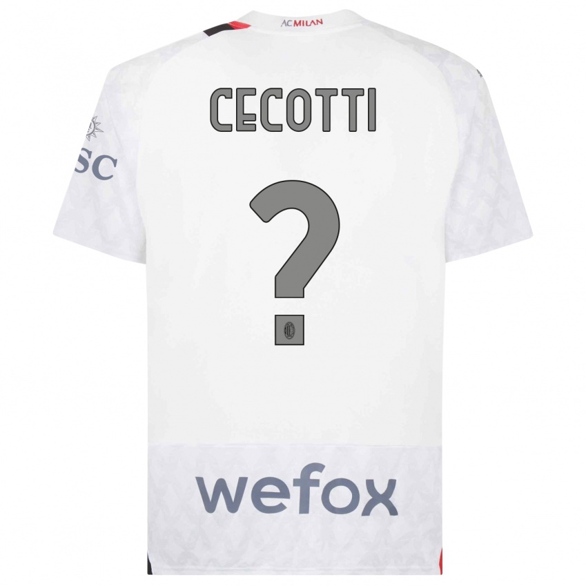 Mujer Camiseta Tommaso Cecotti #0 Blanco 2ª Equipación 2023/24 La Camisa Argentina
