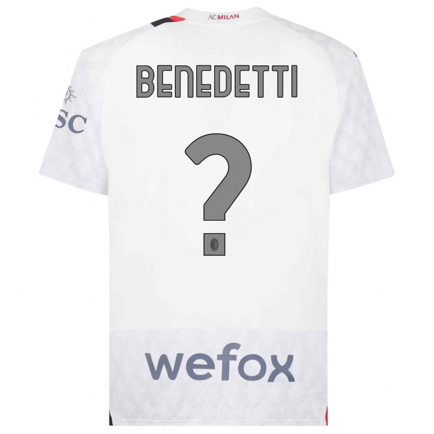 Mujer Camiseta Emanuele Benedetti #0 Blanco 2ª Equipación 2023/24 La Camisa Argentina