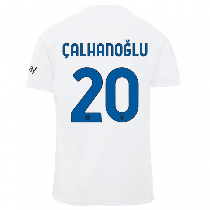 Mujer Camiseta Hakan Calhanoglu #20 Blanco 2ª Equipación 2023/24 La Camisa Argentina