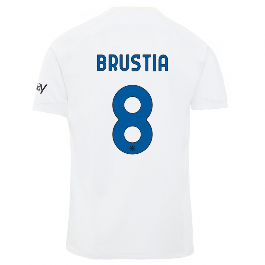Mujer Camiseta Martina Brustia #8 Blanco 2ª Equipación 2023/24 La Camisa Argentina
