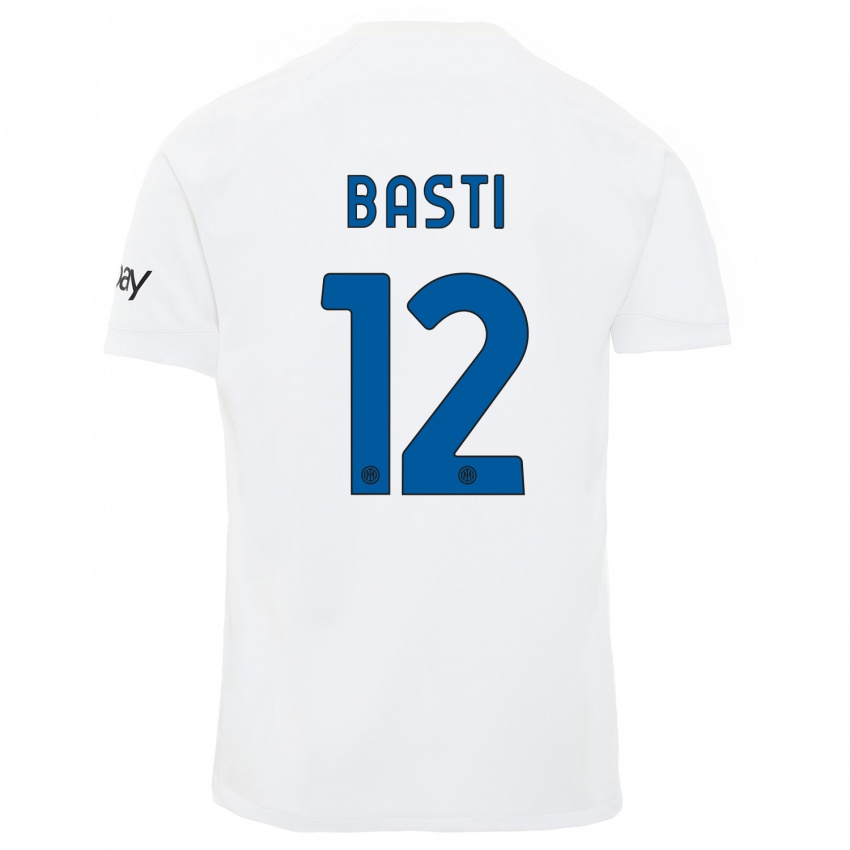 Mujer Camiseta Matteo Basti #12 Blanco 2ª Equipación 2023/24 La Camisa Argentina