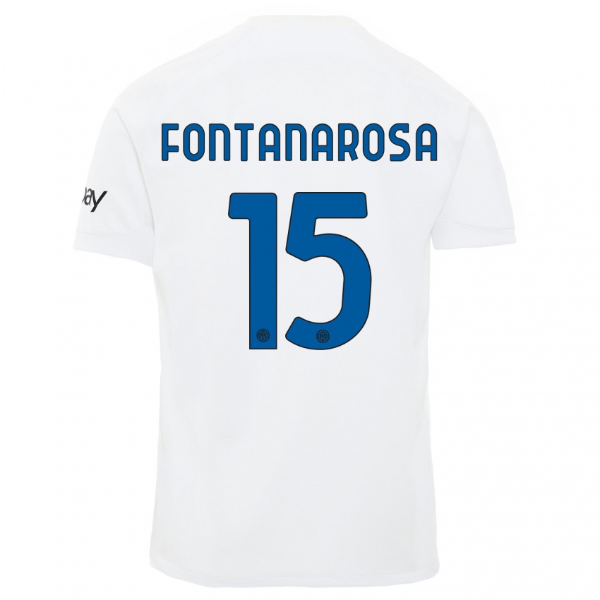 Mujer Camiseta Alessandro Fontanarosa #15 Blanco 2ª Equipación 2023/24 La Camisa Argentina