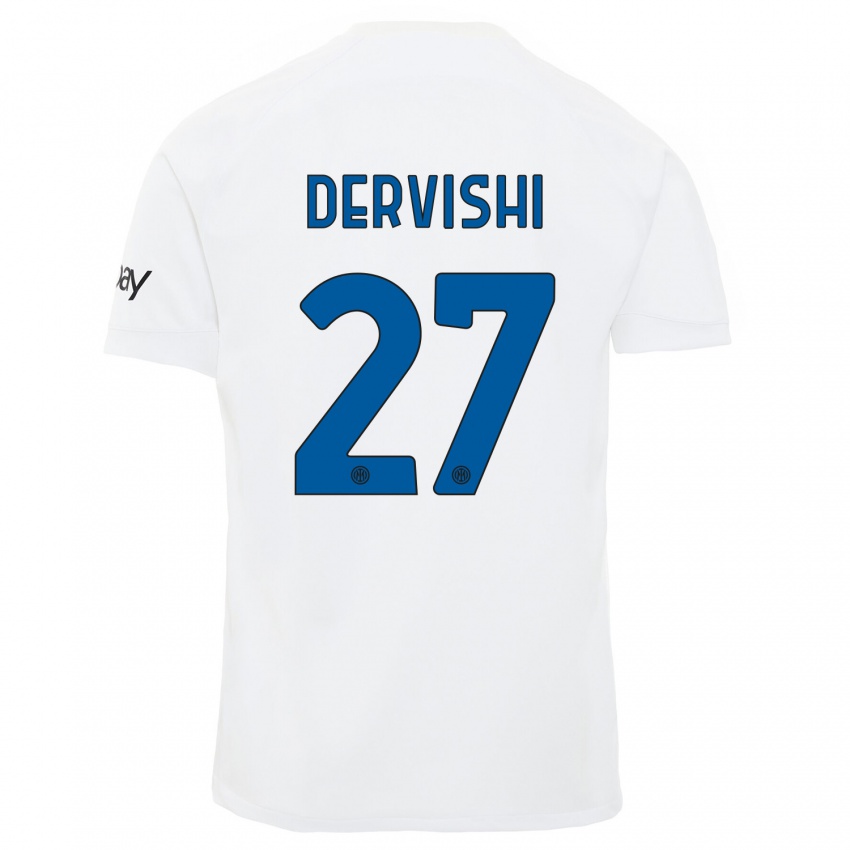 Mujer Camiseta Kristian Dervishi #27 Blanco 2ª Equipación 2023/24 La Camisa Argentina