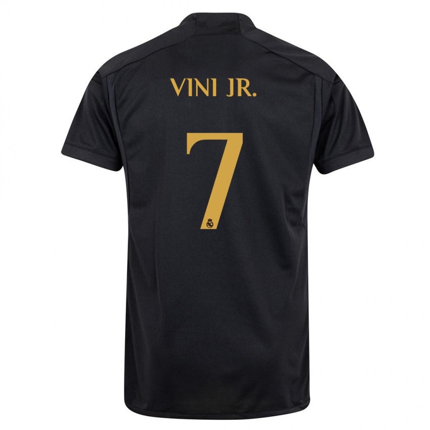 Mujer Camiseta Vinicius Junior #7 Negro Equipación Tercera 2023/24 La Camisa Argentina