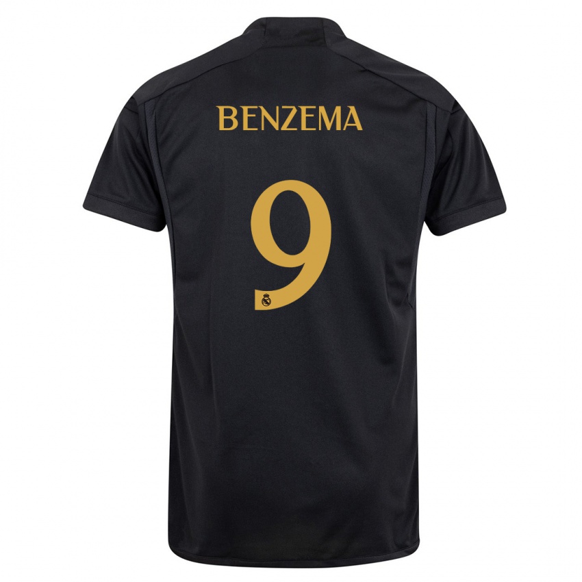 Mujer Camiseta Karim Benzema #9 Negro Equipación Tercera 2023/24 La Camisa Argentina