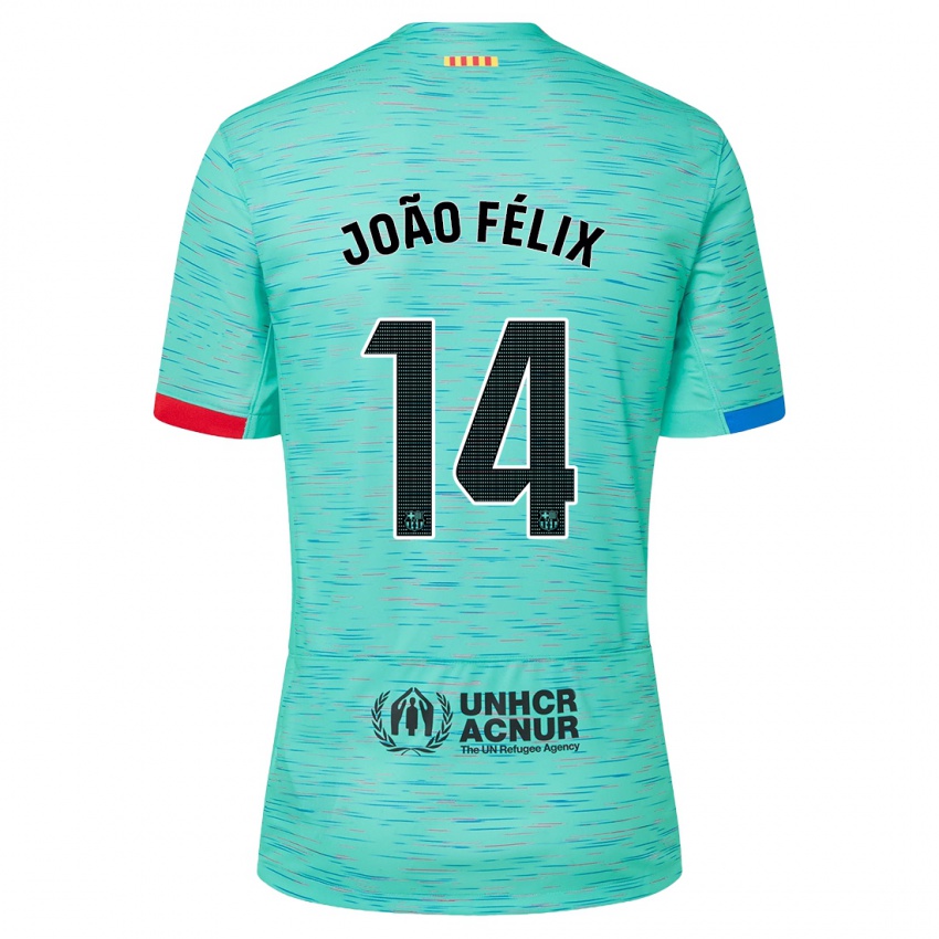 Mujer Camiseta Joao Felix #14 Aguamarina Clara Equipación Tercera 2023/24 La Camisa Argentina