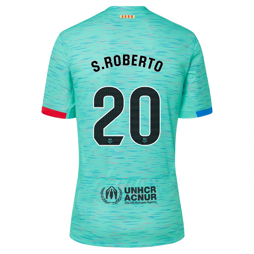 Mujer Camiseta Sergi Roberto #20 Aguamarina Clara Equipación Tercera 2023/24 La Camisa Argentina