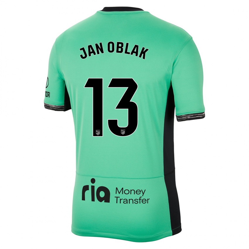 Mujer Camiseta Jan Oblak #13 Primavera Verde Equipación Tercera 2023/24 La Camisa Argentina