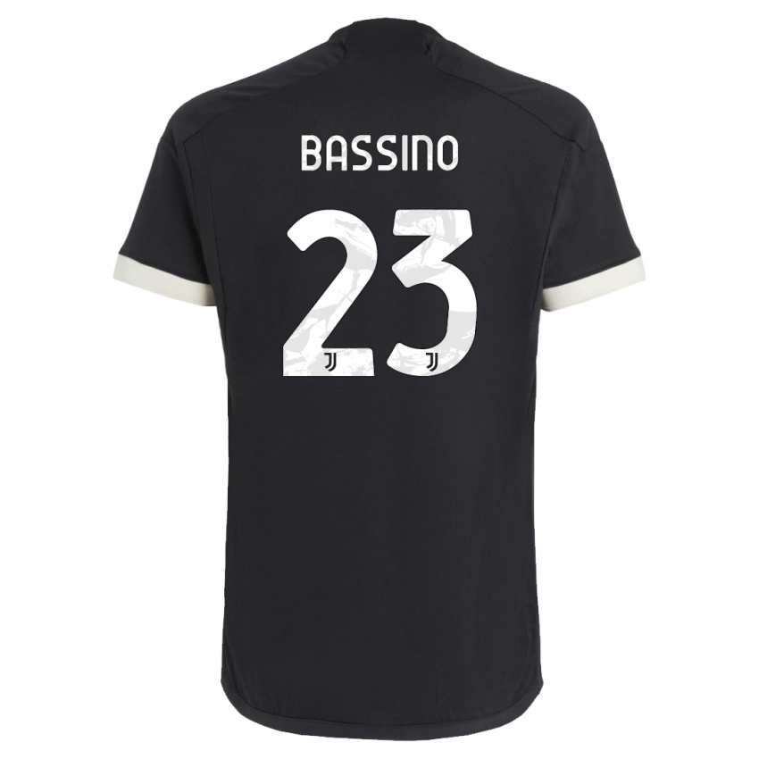 Mujer Camiseta Alessandro Bassino #23 Negro Equipación Tercera 2023/24 La Camisa Argentina