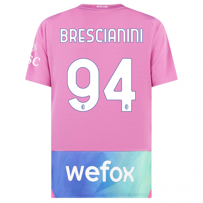 Mujer Camiseta Marco Brescianini #94 Rosado Morado Equipación Tercera 2023/24 La Camisa Argentina