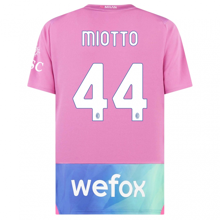 Mujer Camiseta Giorgia Miotto #44 Rosado Morado Equipación Tercera 2023/24 La Camisa Argentina