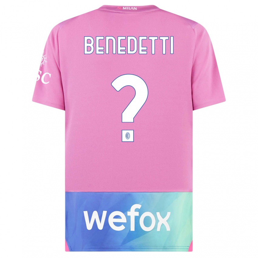 Mujer Camiseta Emanuele Benedetti #0 Rosado Morado Equipación Tercera 2023/24 La Camisa Argentina