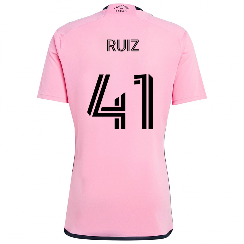 Niño Camiseta David Ruíz #41 Rosa 1ª Equipación 2024/25 La Camisa Argentina